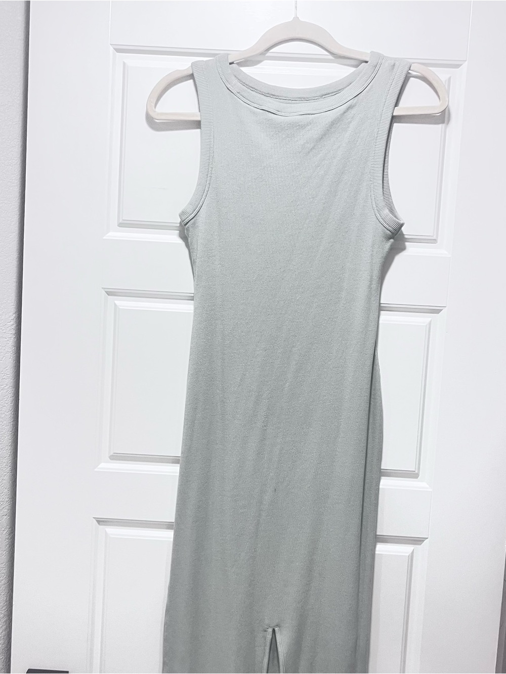 Sleeveless Ribbed Maxi Dress - Sage Green